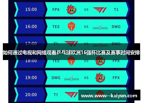 如何通过电视和网络观看乒乓球欧洲16强杯比赛及赛事时间安排